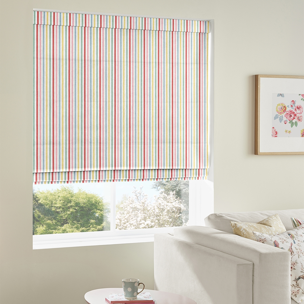 Product photograph of Cath Kidston Mid Stripe Candy Roman Blind from Choice Furniture Superstore.